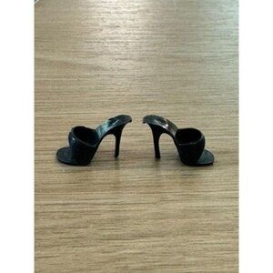Vintage Barbie Midge Doll Shoes Open Toe high Heels Black Mules Made in Japan